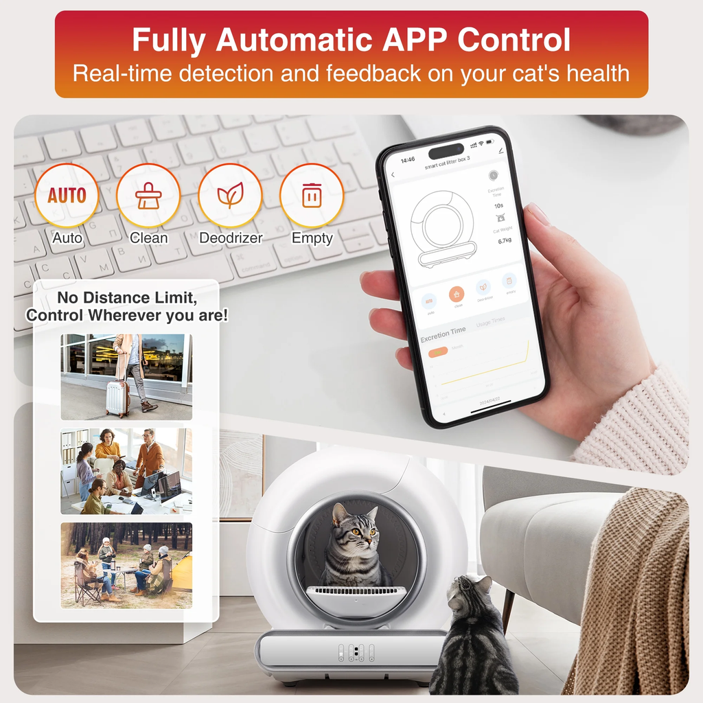 🐾 VelvetPaws™ SmartClean Pro – Automatic Self-Cleaning Cat Litter Box (App Control, 65L Capacity)